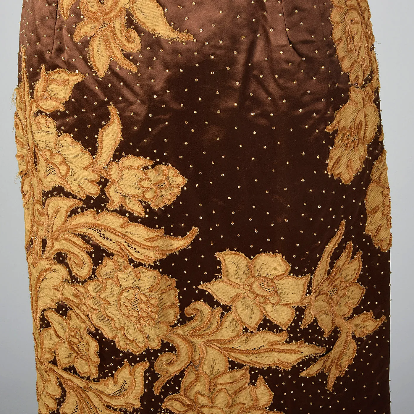 1950s Brown Dress with Lace Applique