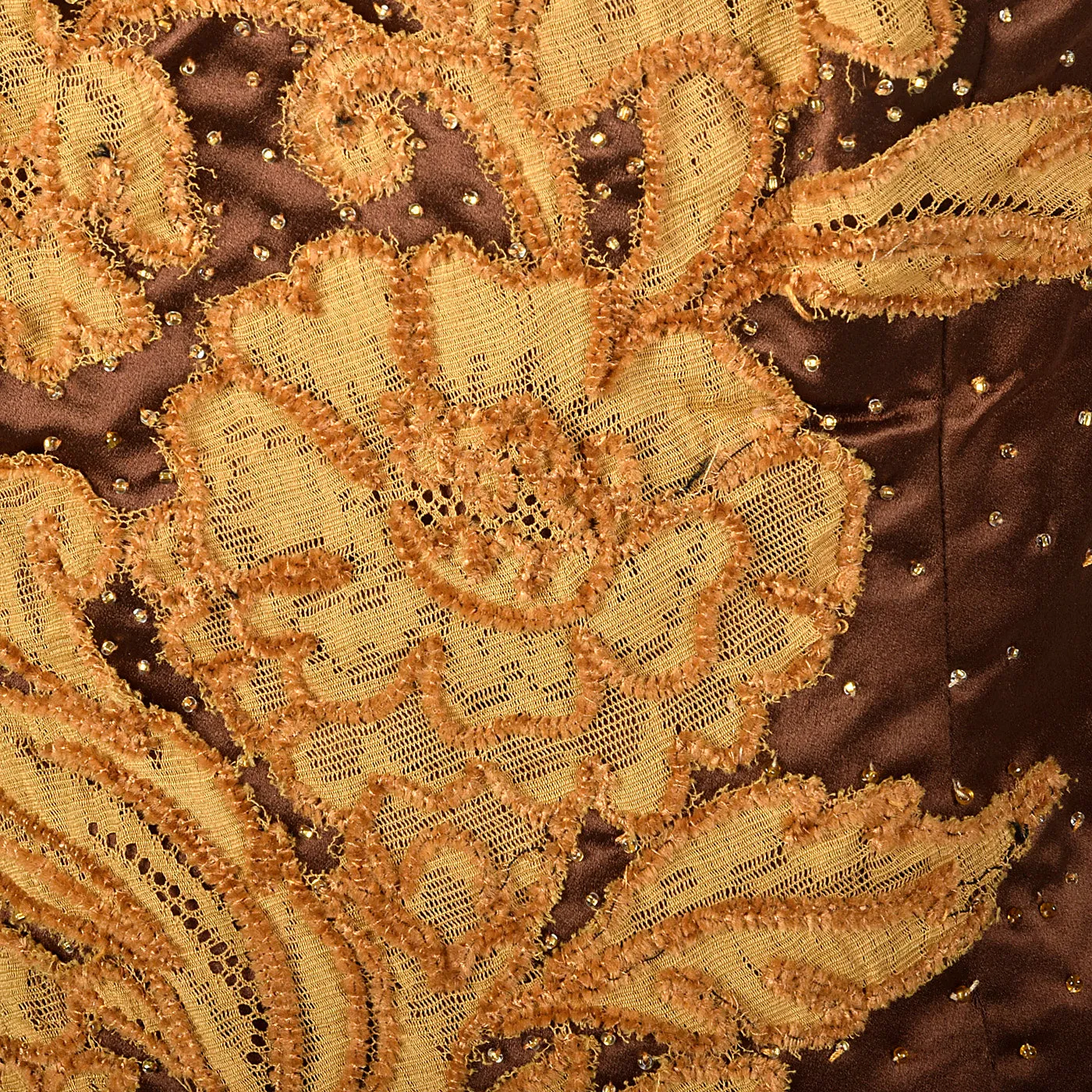 1950s Brown Dress with Lace Applique