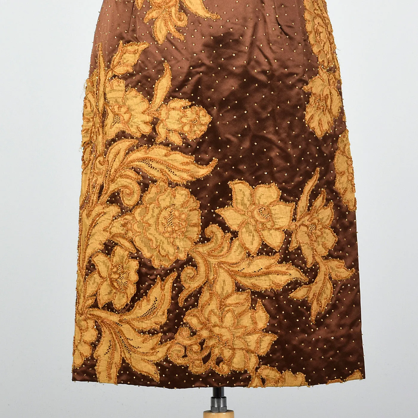 1950s Brown Dress with Lace Applique