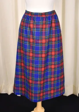 1950s Vintage Style Blue Plaid Skirt