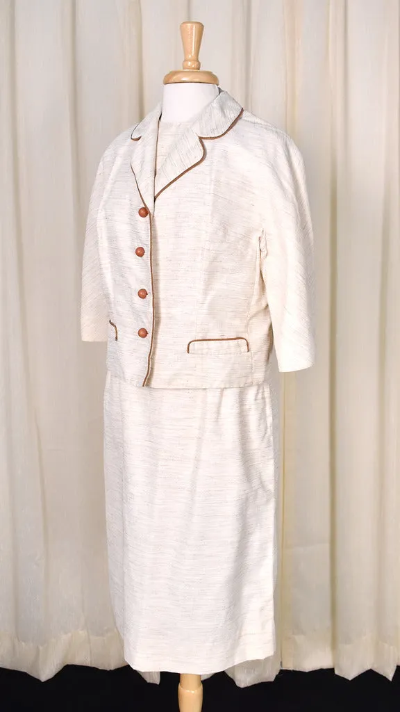 1960s Vintage Tan 3 piece Skirt Suit