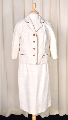 1960s Vintage Tan 3 piece Skirt Suit