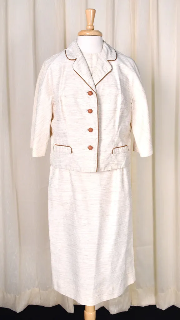 1960s Vintage Tan 3 piece Skirt Suit
