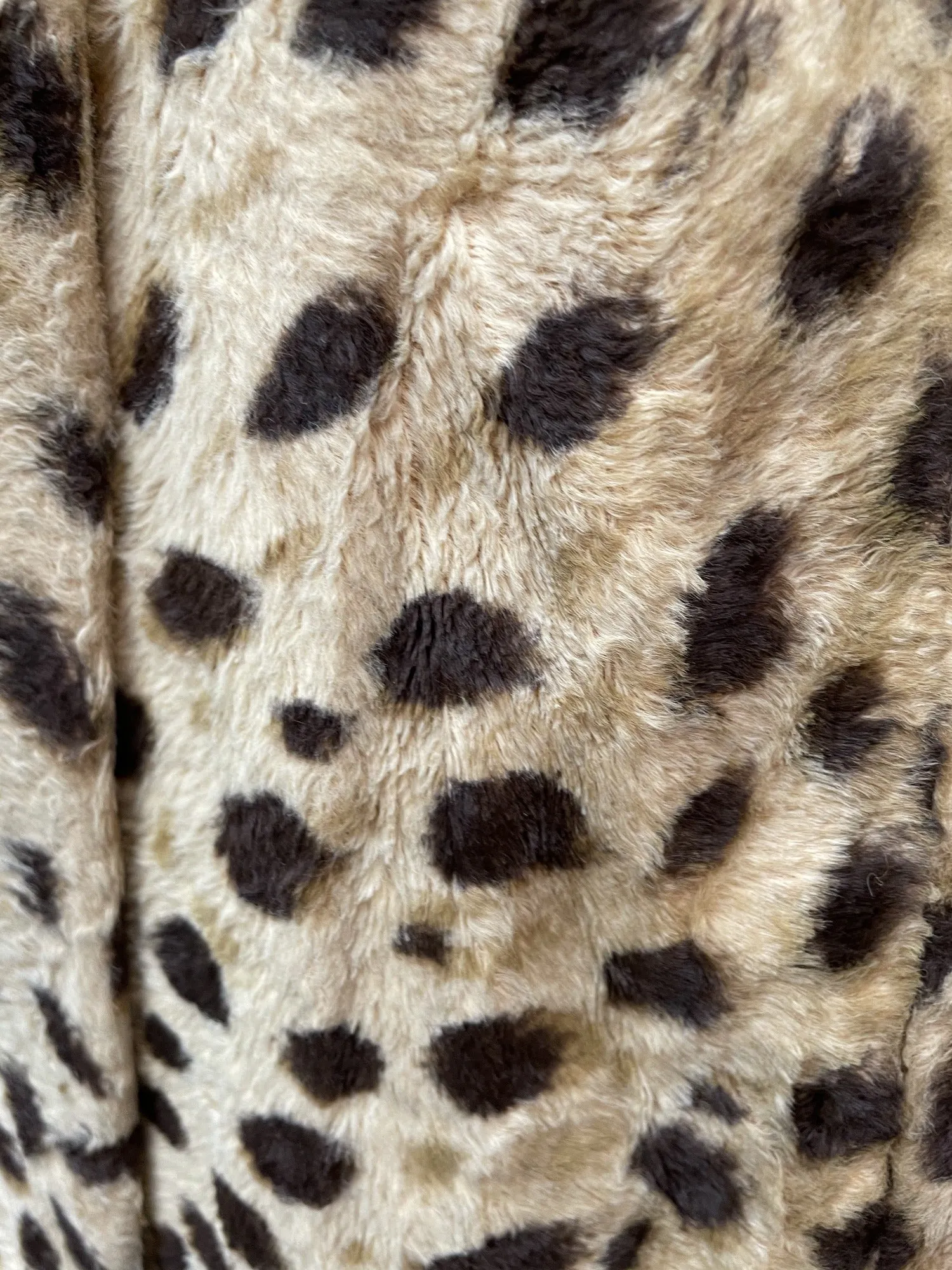 1970s Faux Leopard Fur Long Coat - Size 12