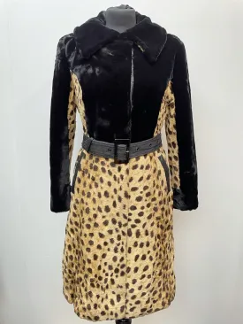 1970s Faux Leopard Fur Long Coat - Size 12