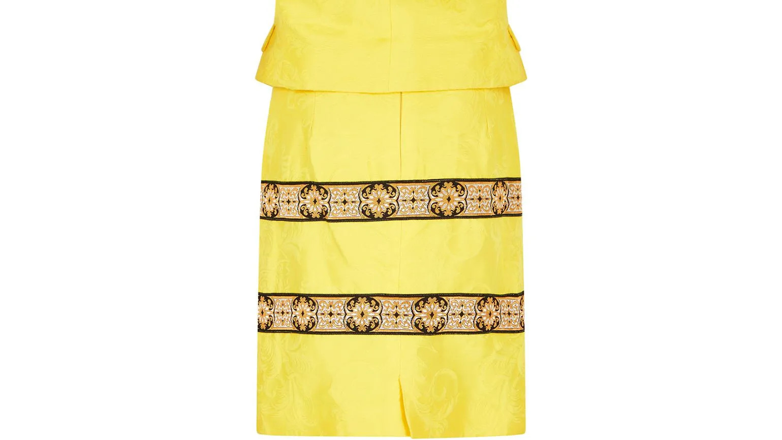 1990s Gianni Versace Couture Yellow Baroque Skirt Suit