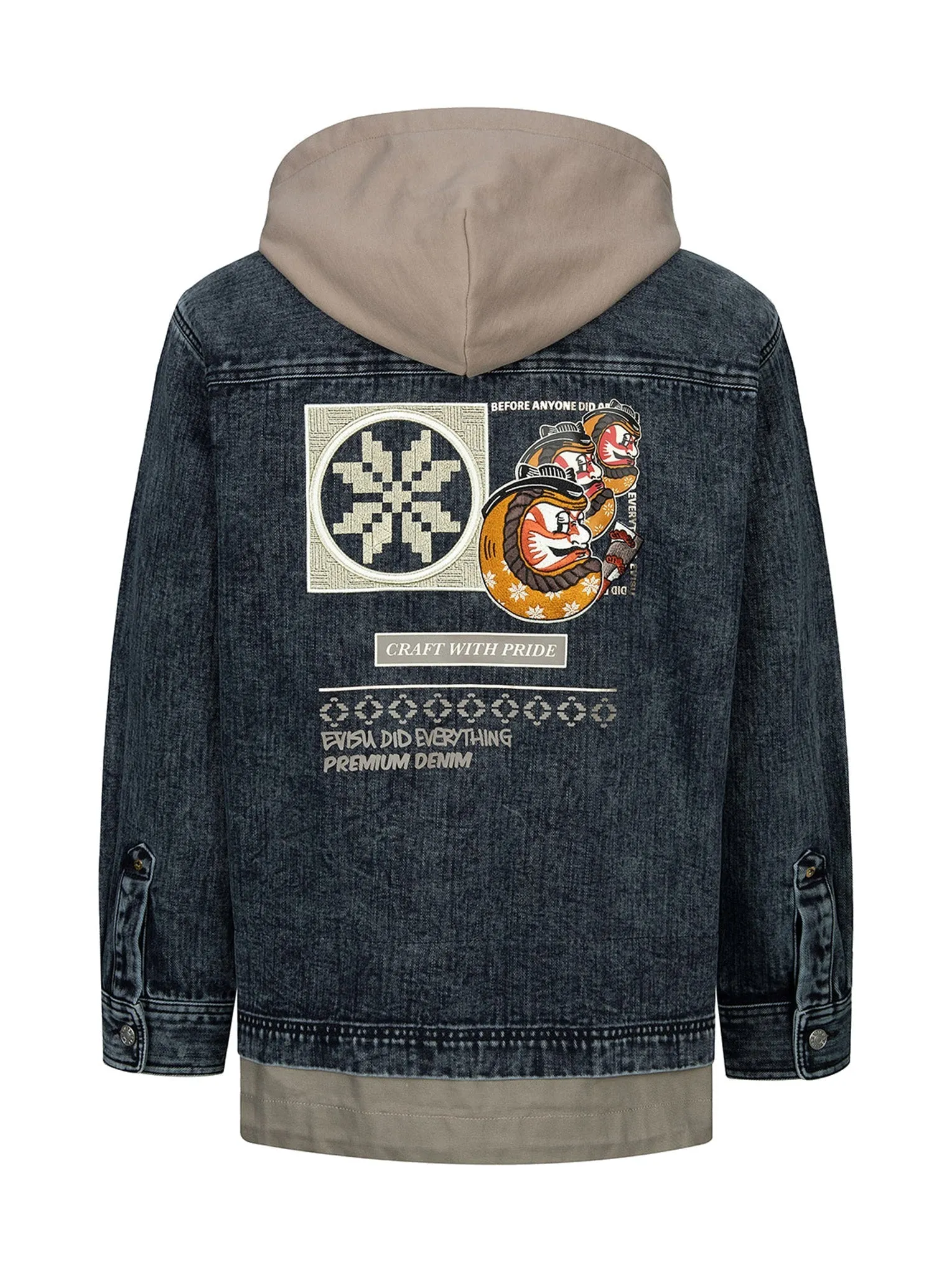 2-in-1 Loose Fit Denim Shirt Jacket with Detachable Hood