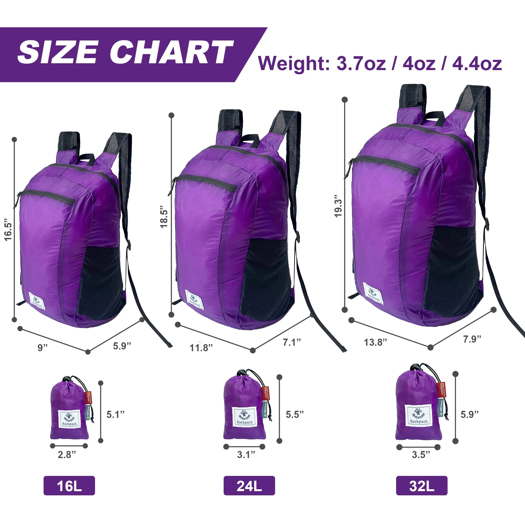 4Monster Outdoor Hiking Lightweight Travel Backpack