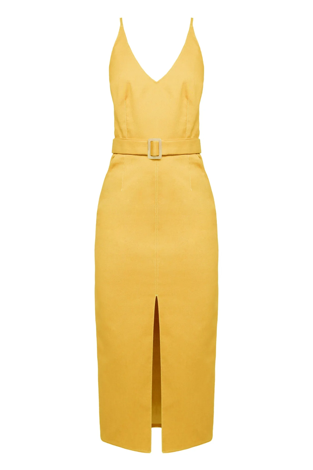 ALBERTA yellow denim classy pencil skirt dress