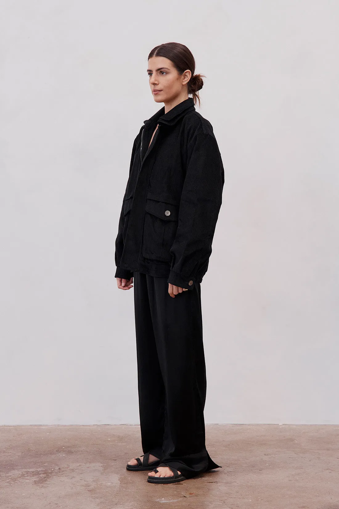 Alfred Corduroy Bomber Jacket Black