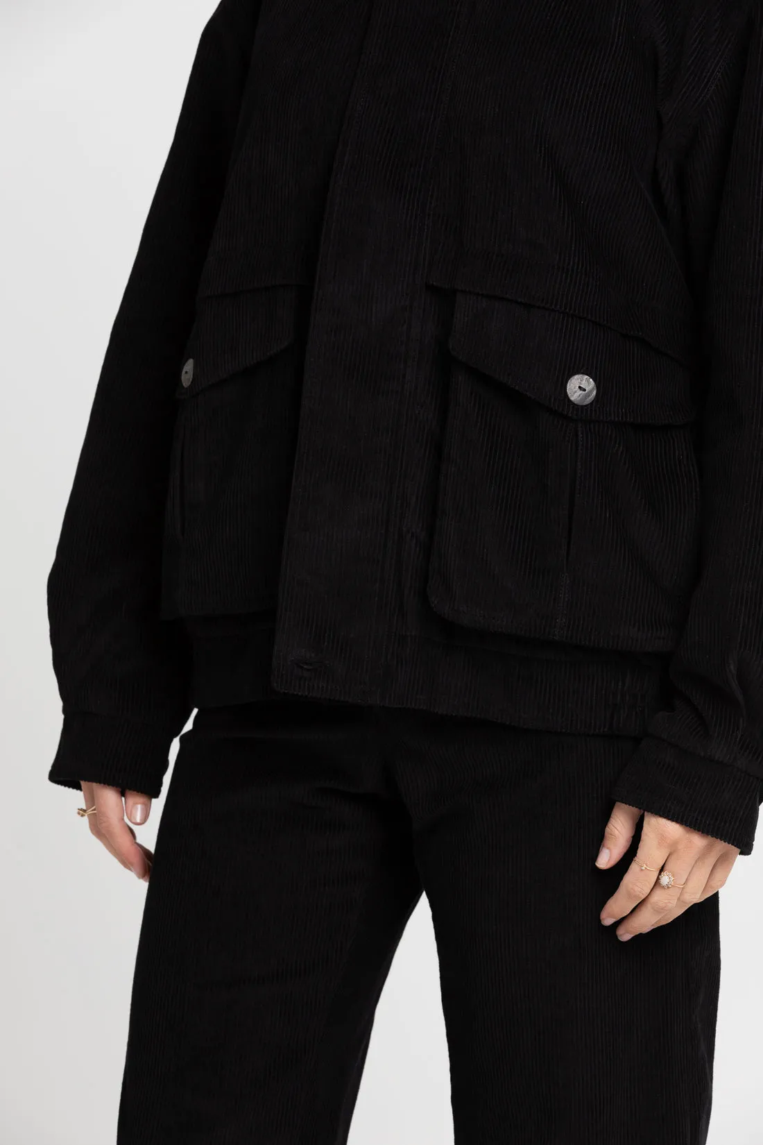 Alfred Corduroy Bomber Jacket Black