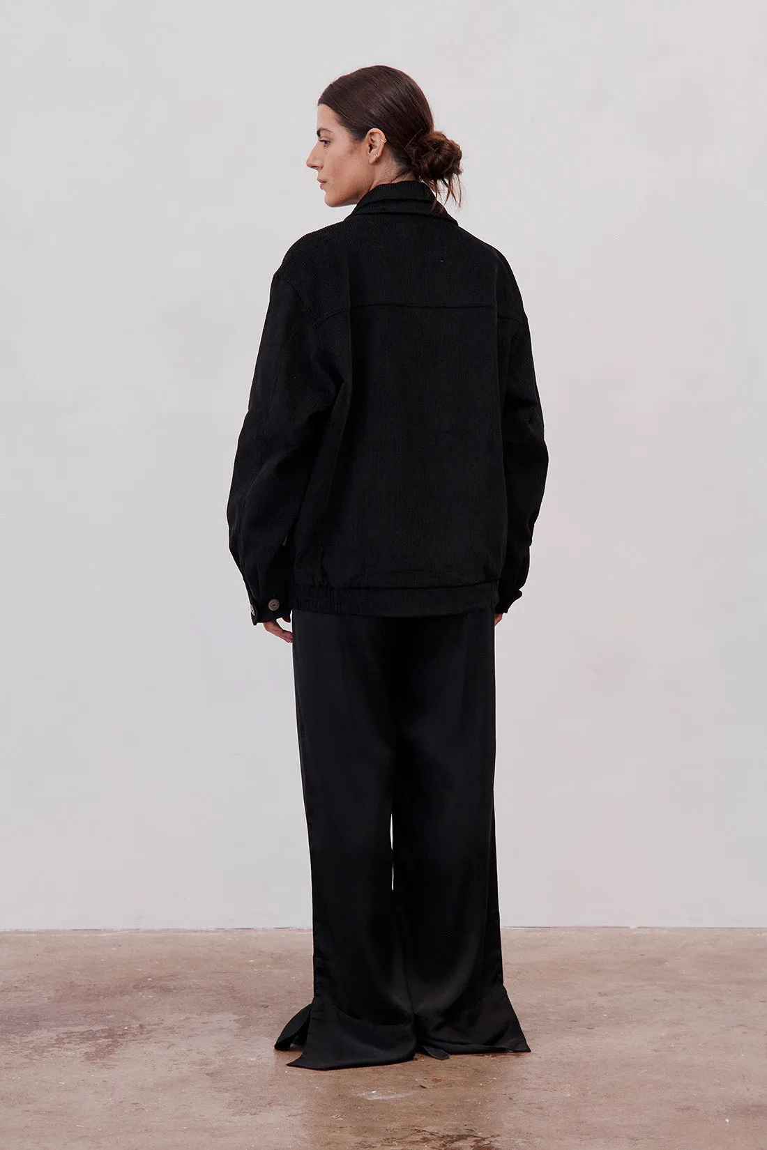 Alfred Corduroy Bomber Jacket Black