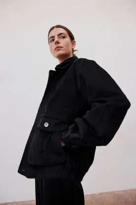 Alfred Corduroy Bomber Jacket Black