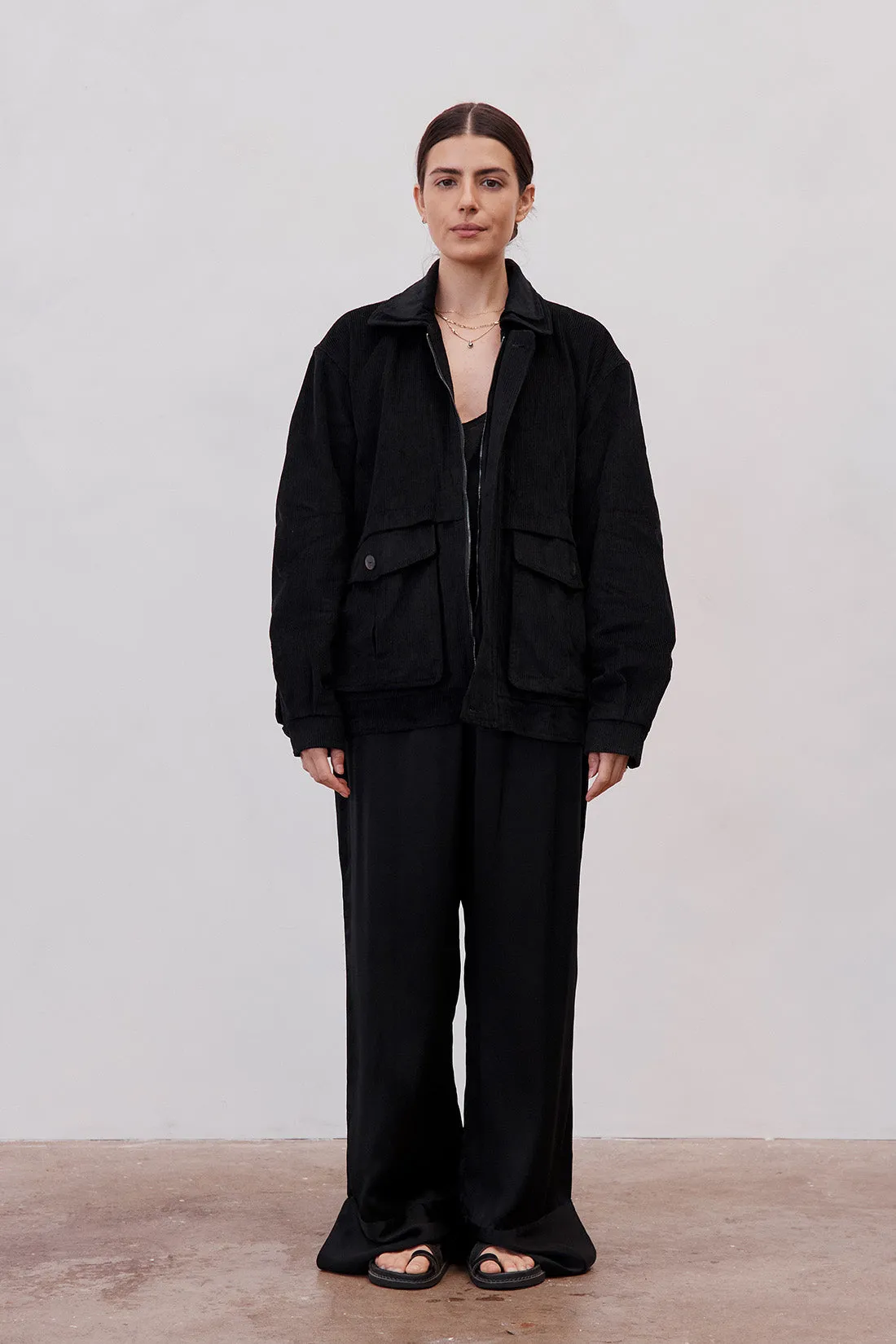 Alfred Corduroy Bomber Jacket Black