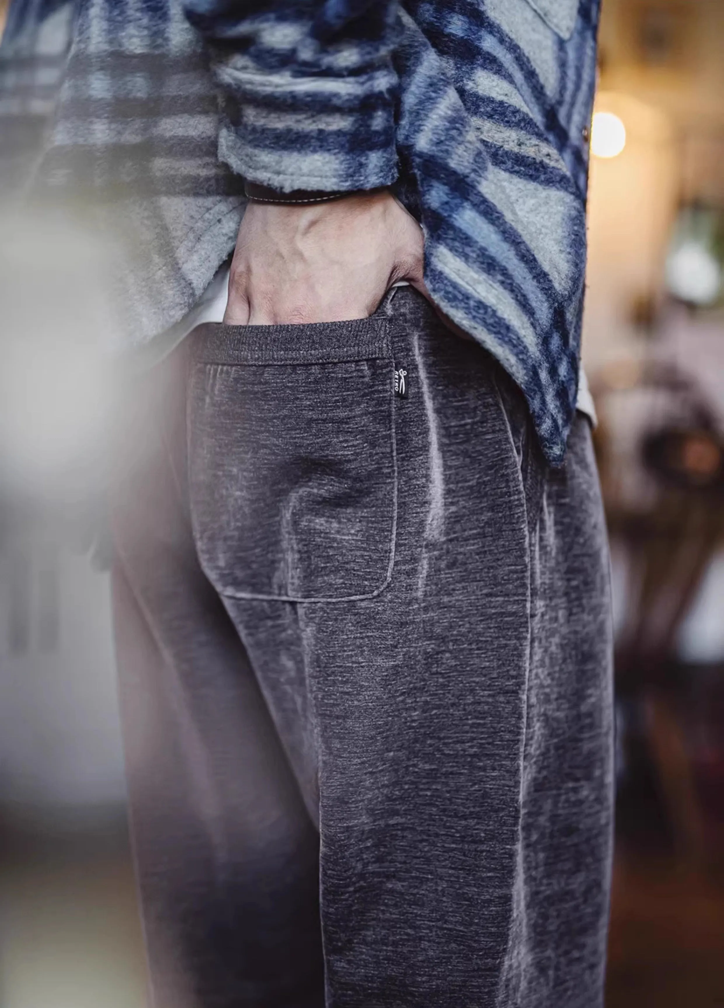 American Retro Double-Sided Snowflake Velvet Drape Sweatpants Warm Men's Trousers