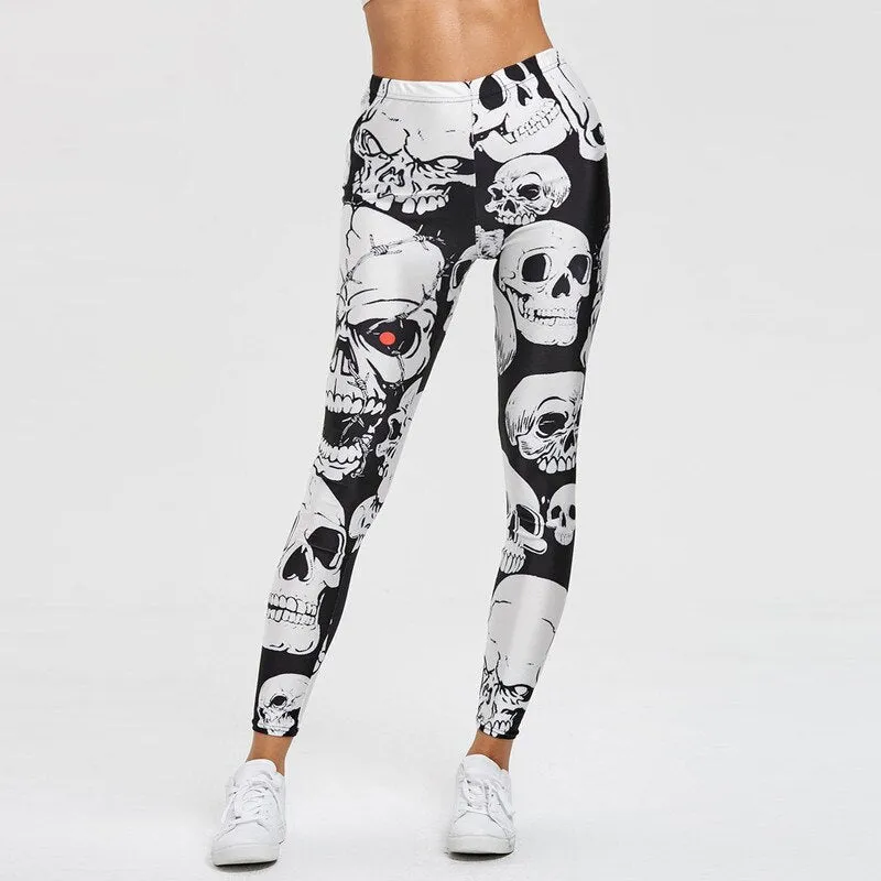 Ashore Shop Punk Style Skull Leggings Women Printed Leggings High Waist Sports Skinny Workout Fitness Leggings New