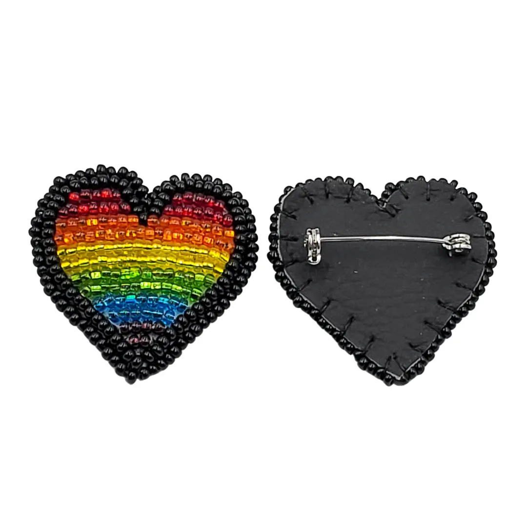 Beaded Pride Heart Pin