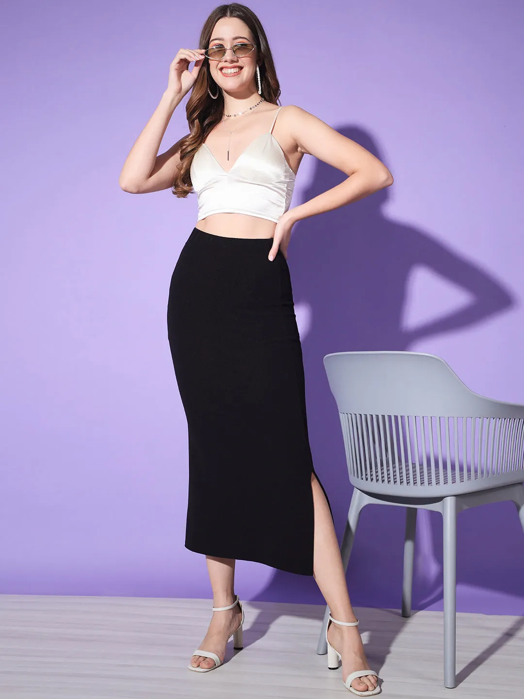 Below Knee Slit Women Pencil Skirt-3133-3137