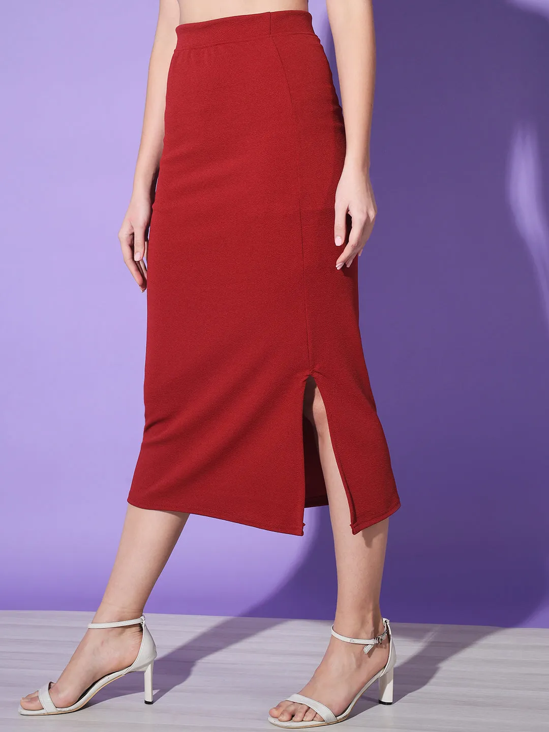 Below Knee Slit Women Pencil Skirt-3134-3137