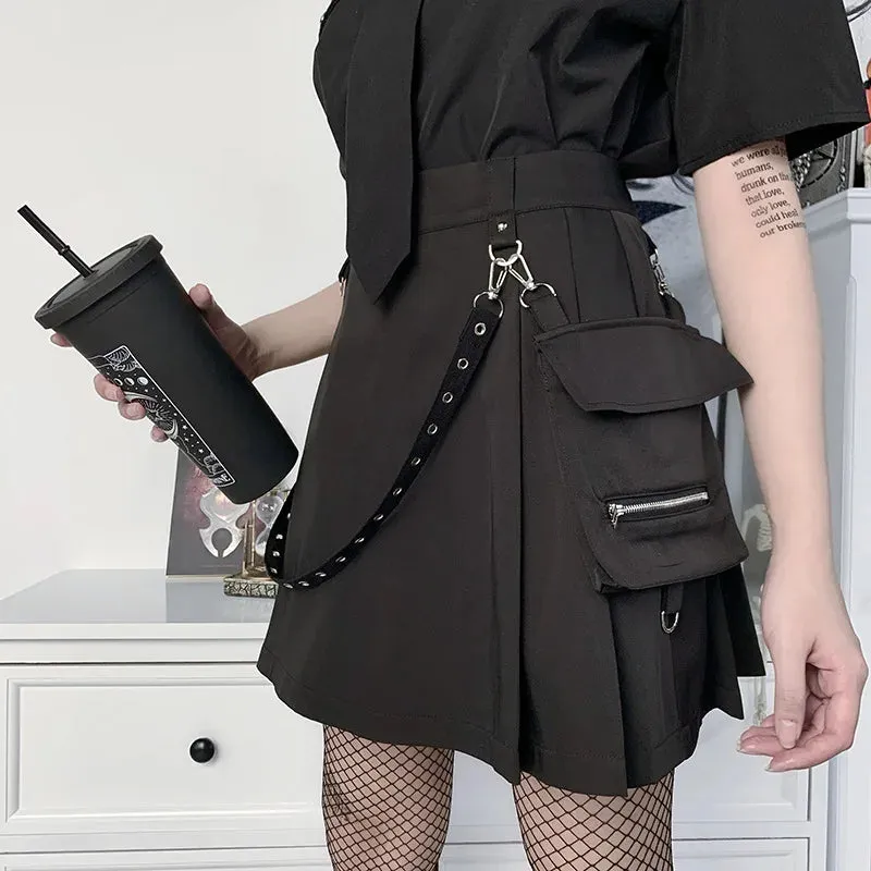 Black Skirt Harajuku Punk Gothic High Waist Mini Skirt