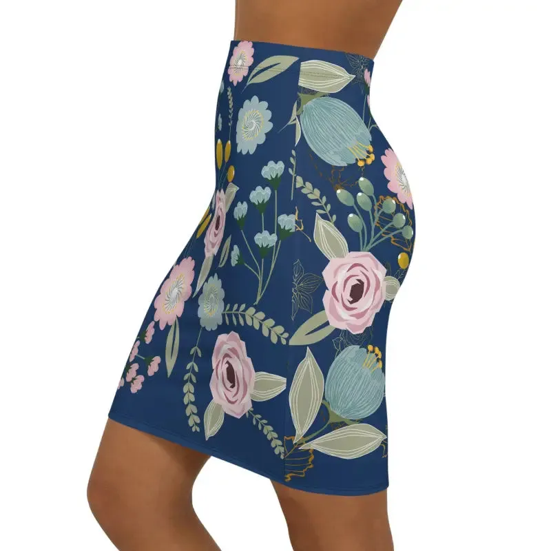 Bloom in Spring Florals Navy Blue Mini Skirt