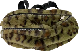 Brown Faux Fur Leopard Print Bum Bag One Size