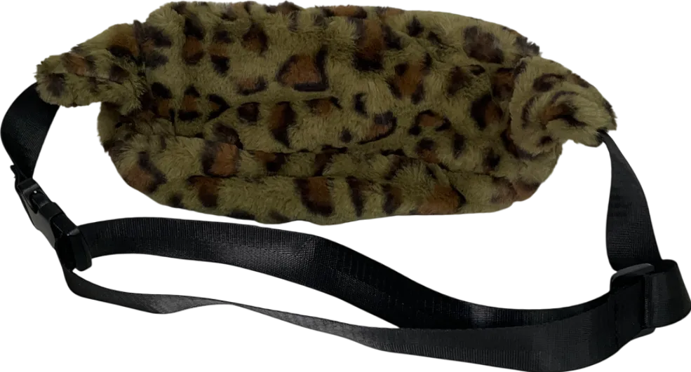 Brown Faux Fur Leopard Print Bum Bag One Size