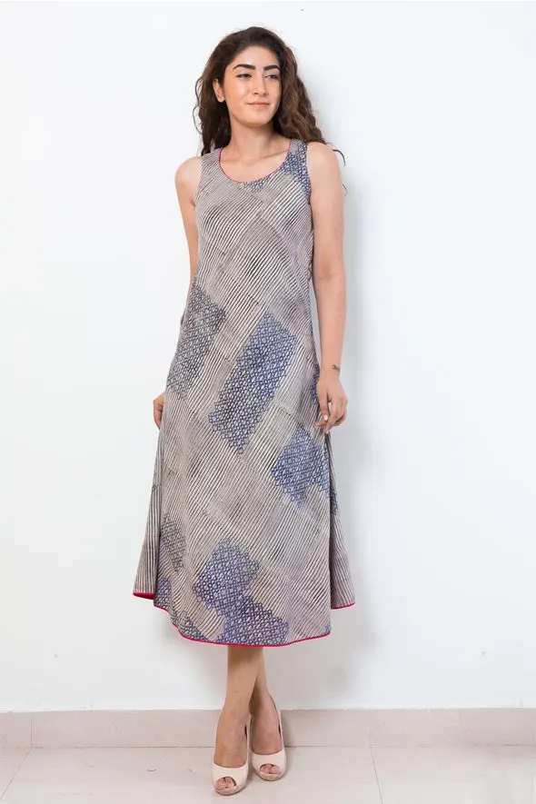 Calf Length Dress- geometric