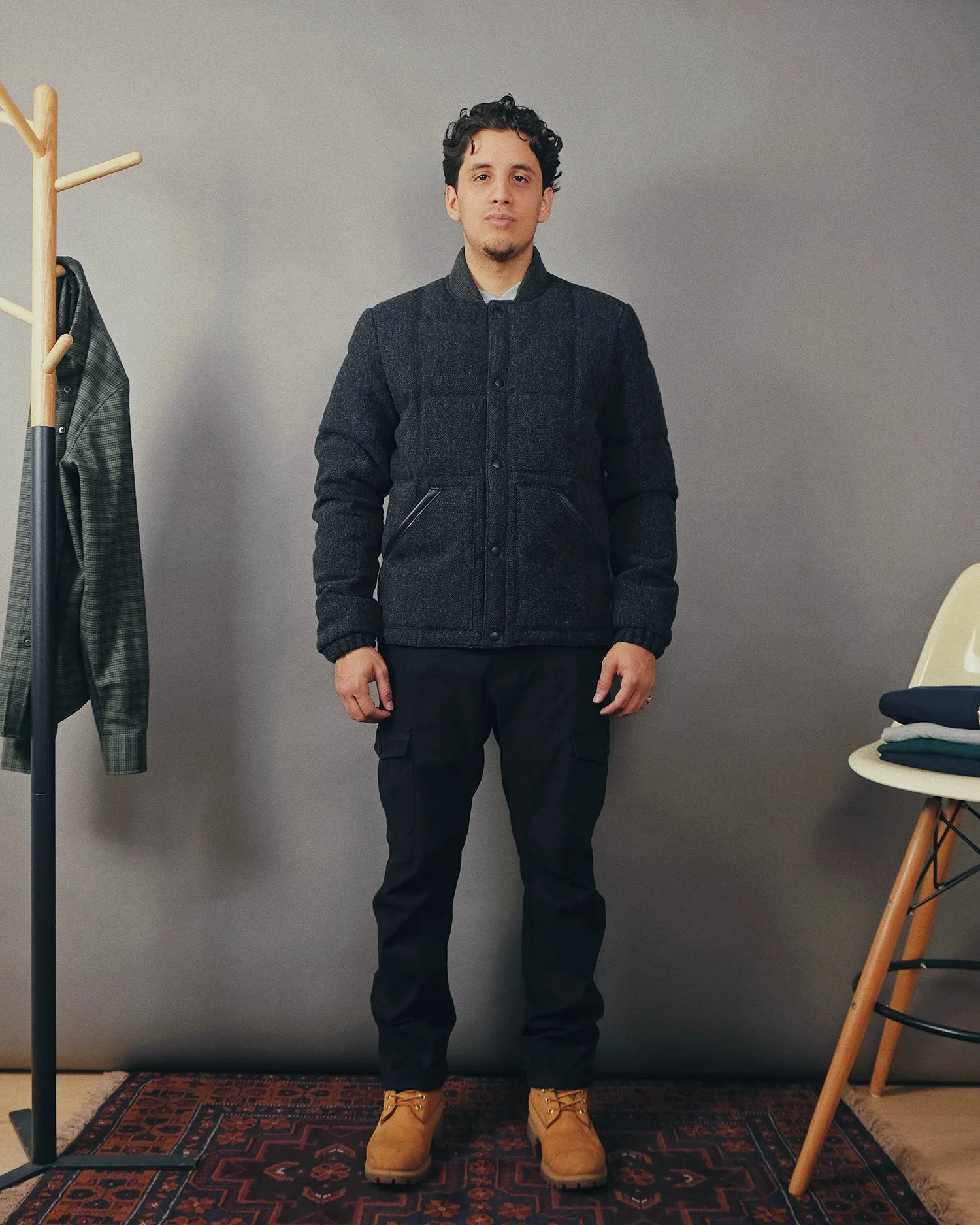 Charcoal Herringbone Down Jacket