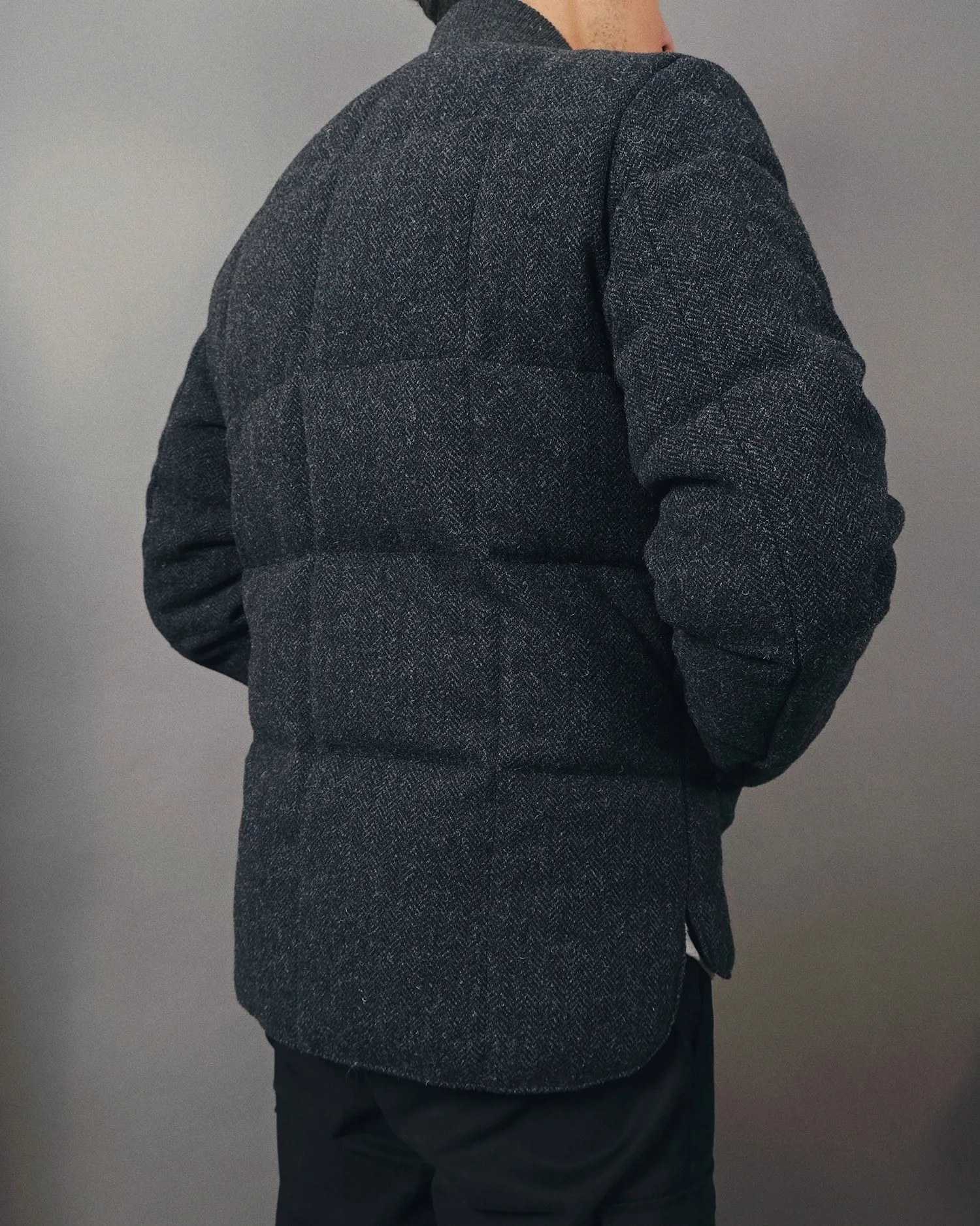 Charcoal Herringbone Down Jacket