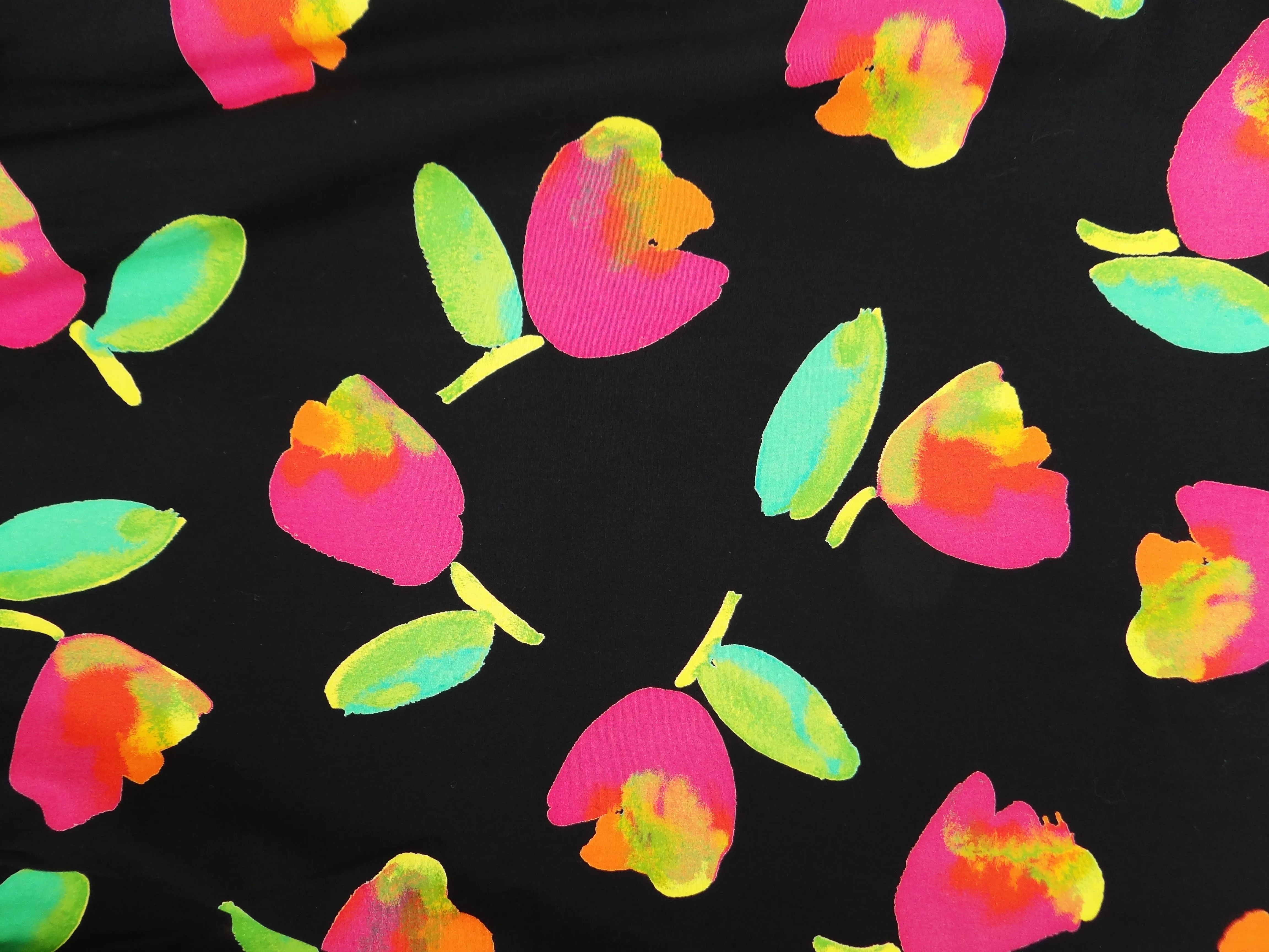 Christian Dior Vintage Black Pencil Skirt with Floral Motif, UK10