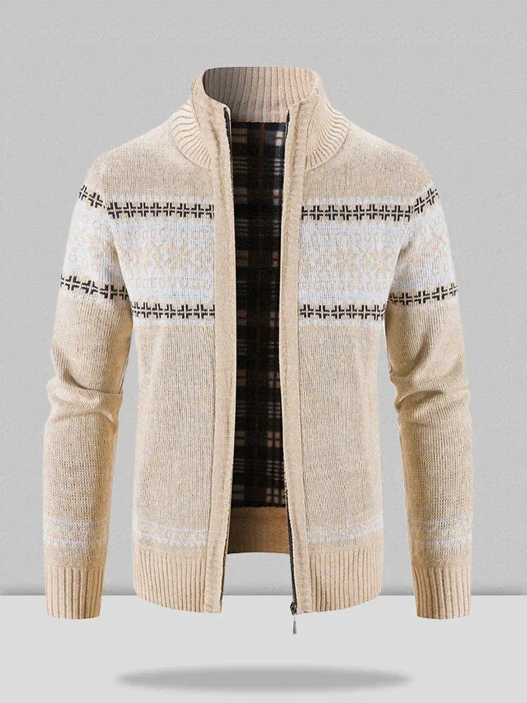 Christmas snowflake piece standing collar warm cardigan knitted jacket