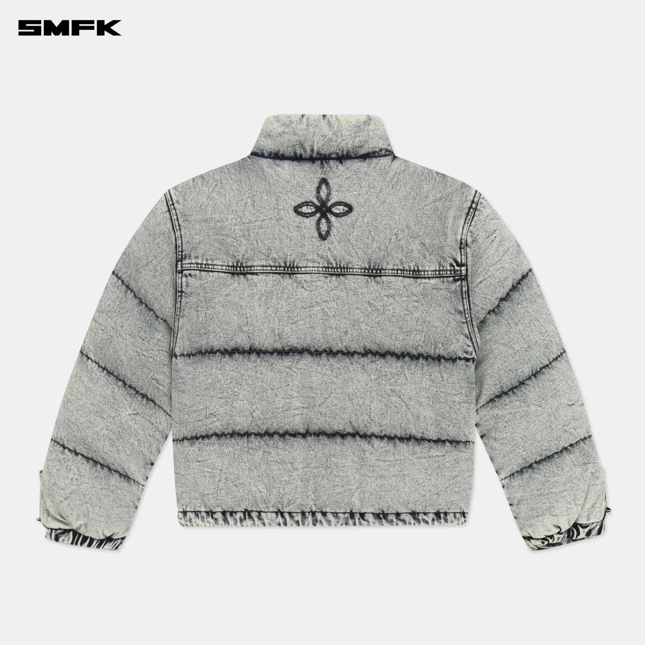 Compass Mustang Classic Denim Puffer Jacket In White