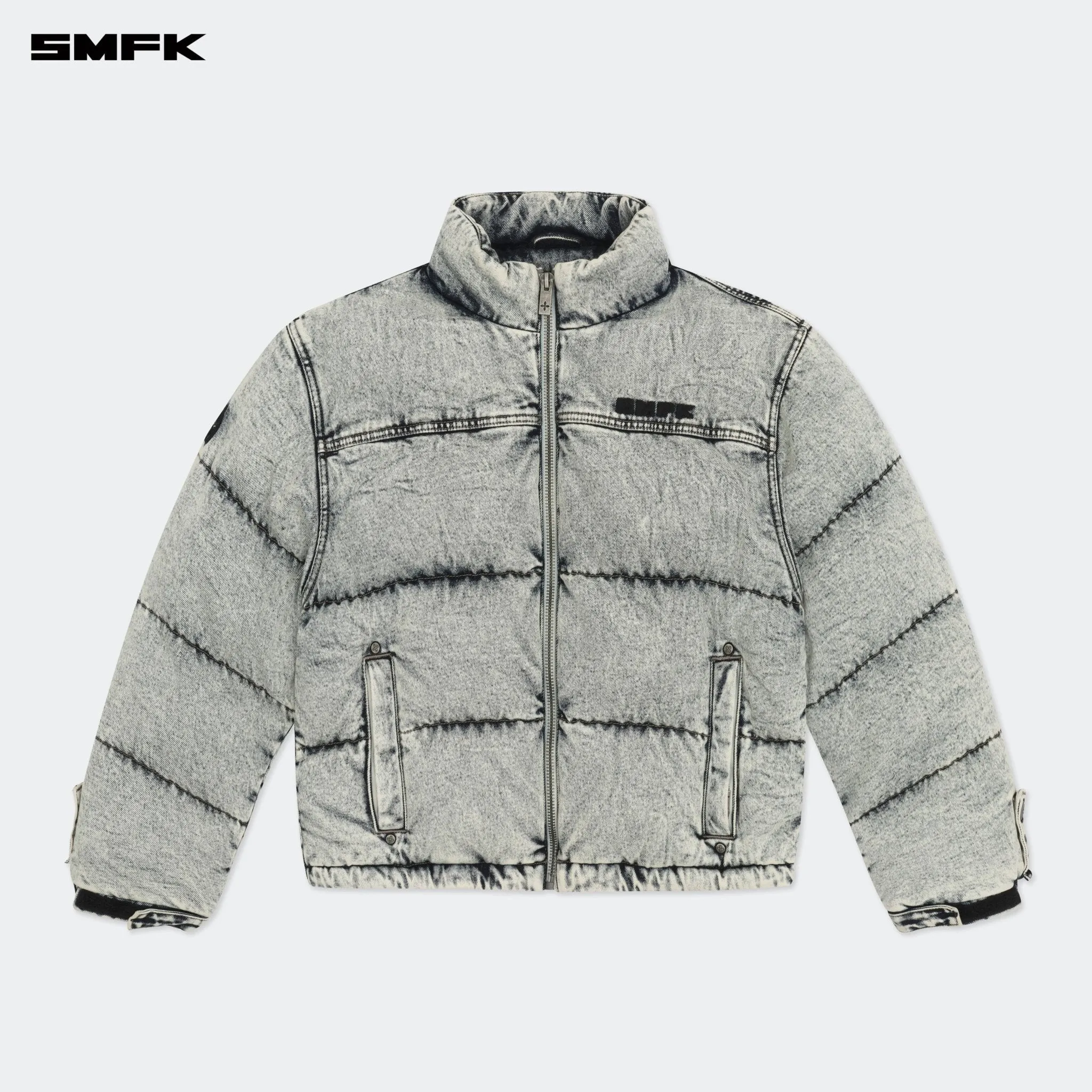 Compass Mustang Classic Denim Puffer Jacket In White