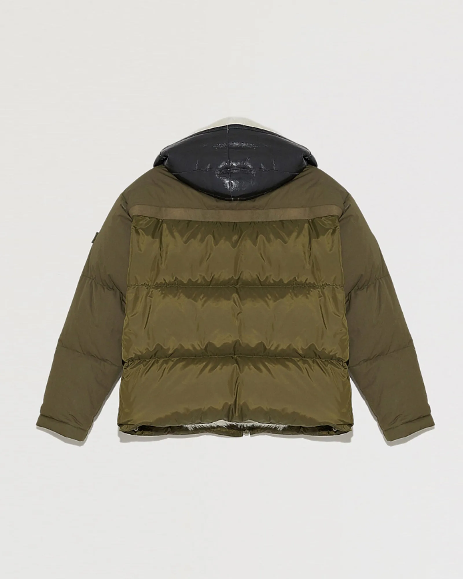 Convertible down jacket in cotton and shearling