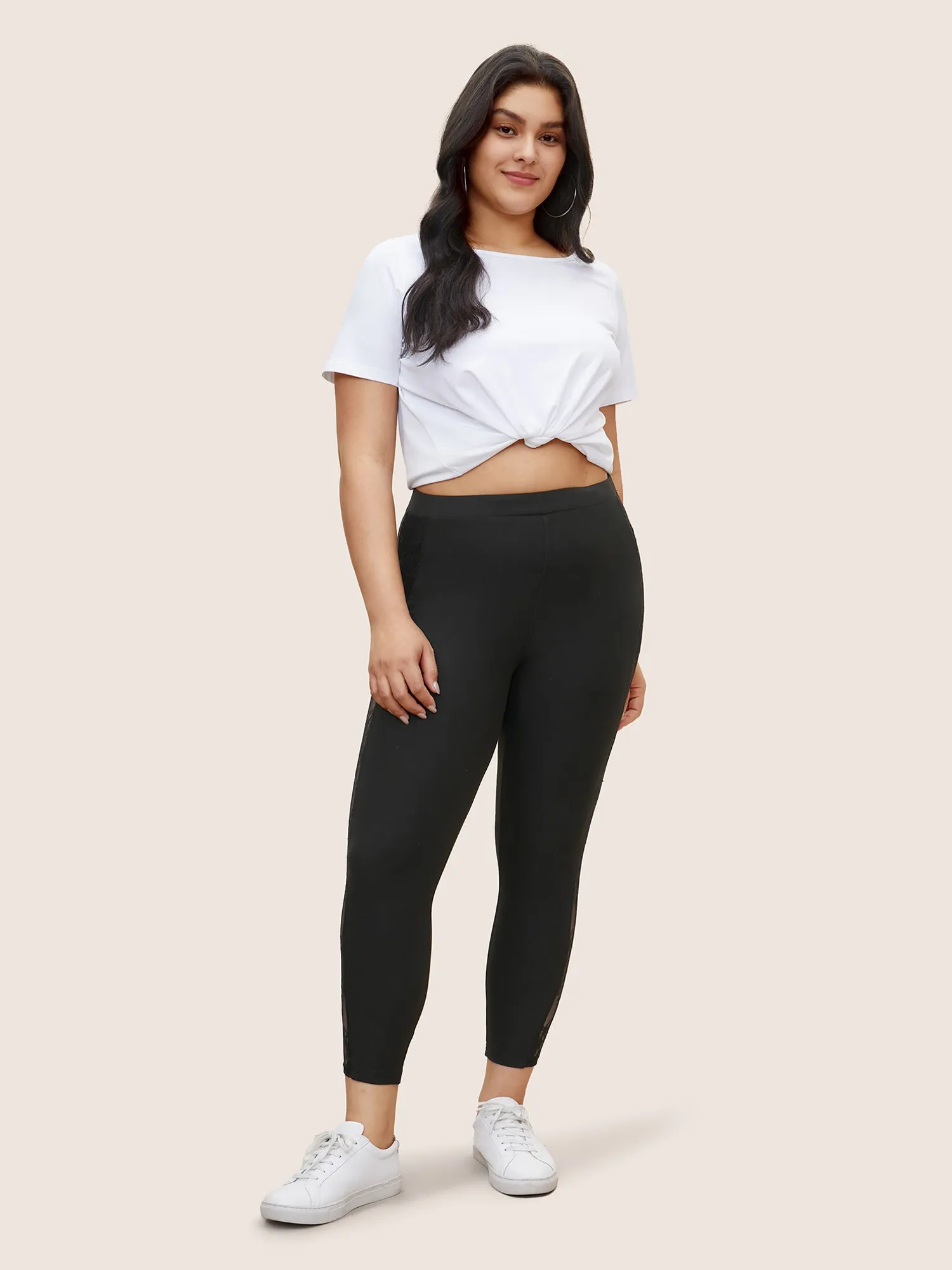 Crochet Lace Mesh Skinny Leggings