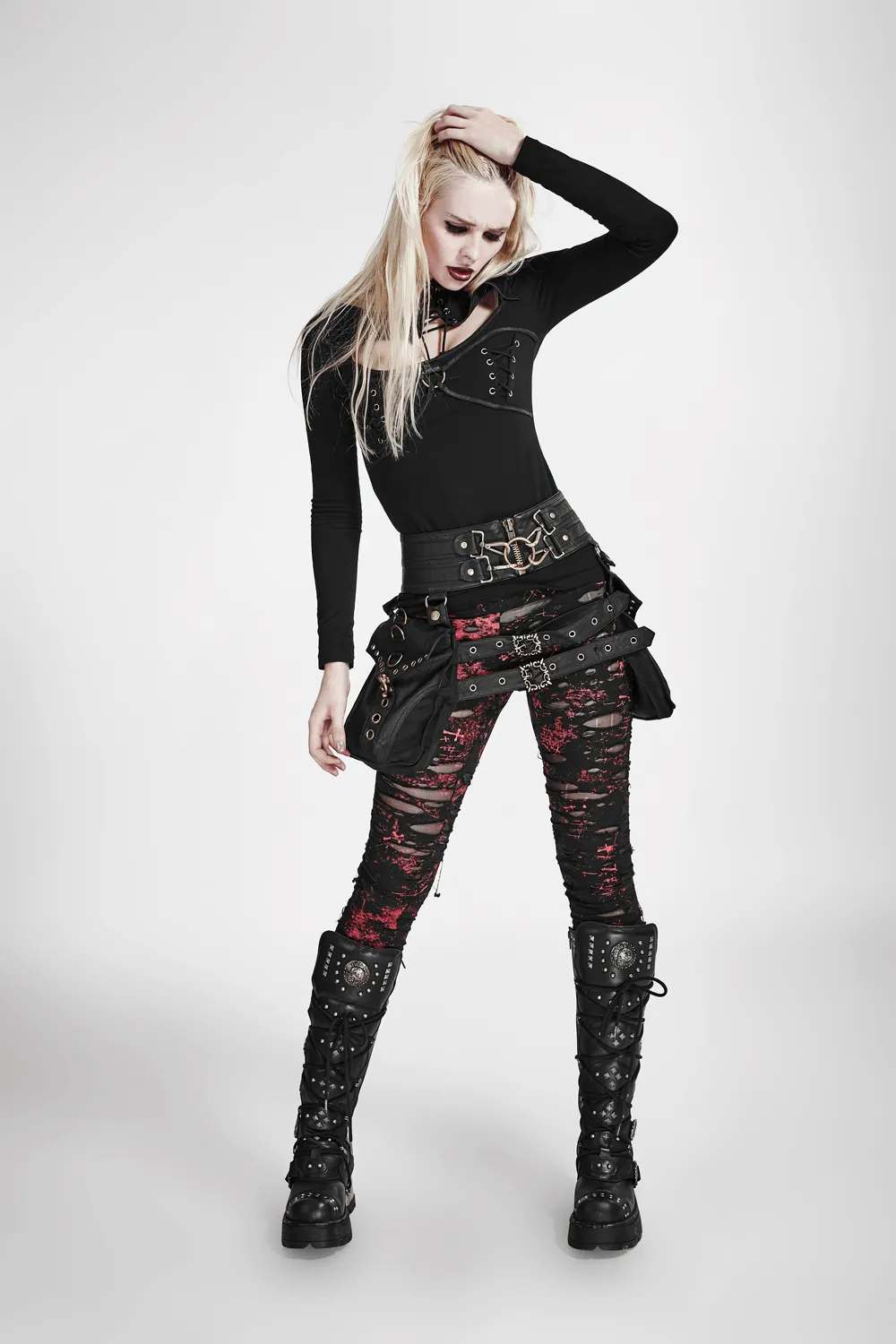 Edgy Women's Shredded Distressed Punk Rock Leggings