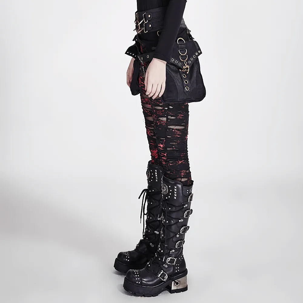 Edgy Women's Shredded Distressed Punk Rock Leggings