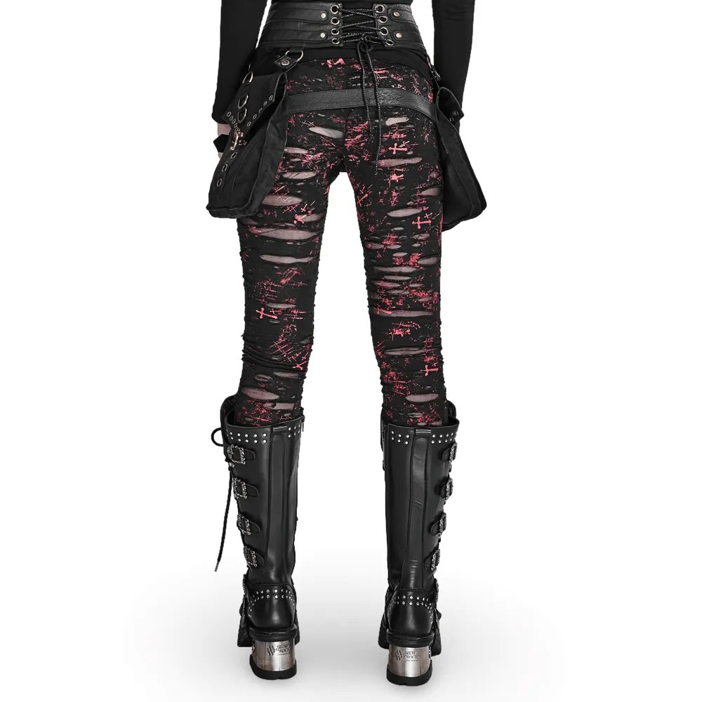 Edgy Women's Shredded Distressed Punk Rock Leggings