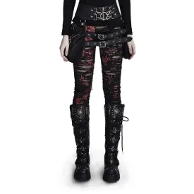 Edgy Women's Shredded Distressed Punk Rock Leggings
