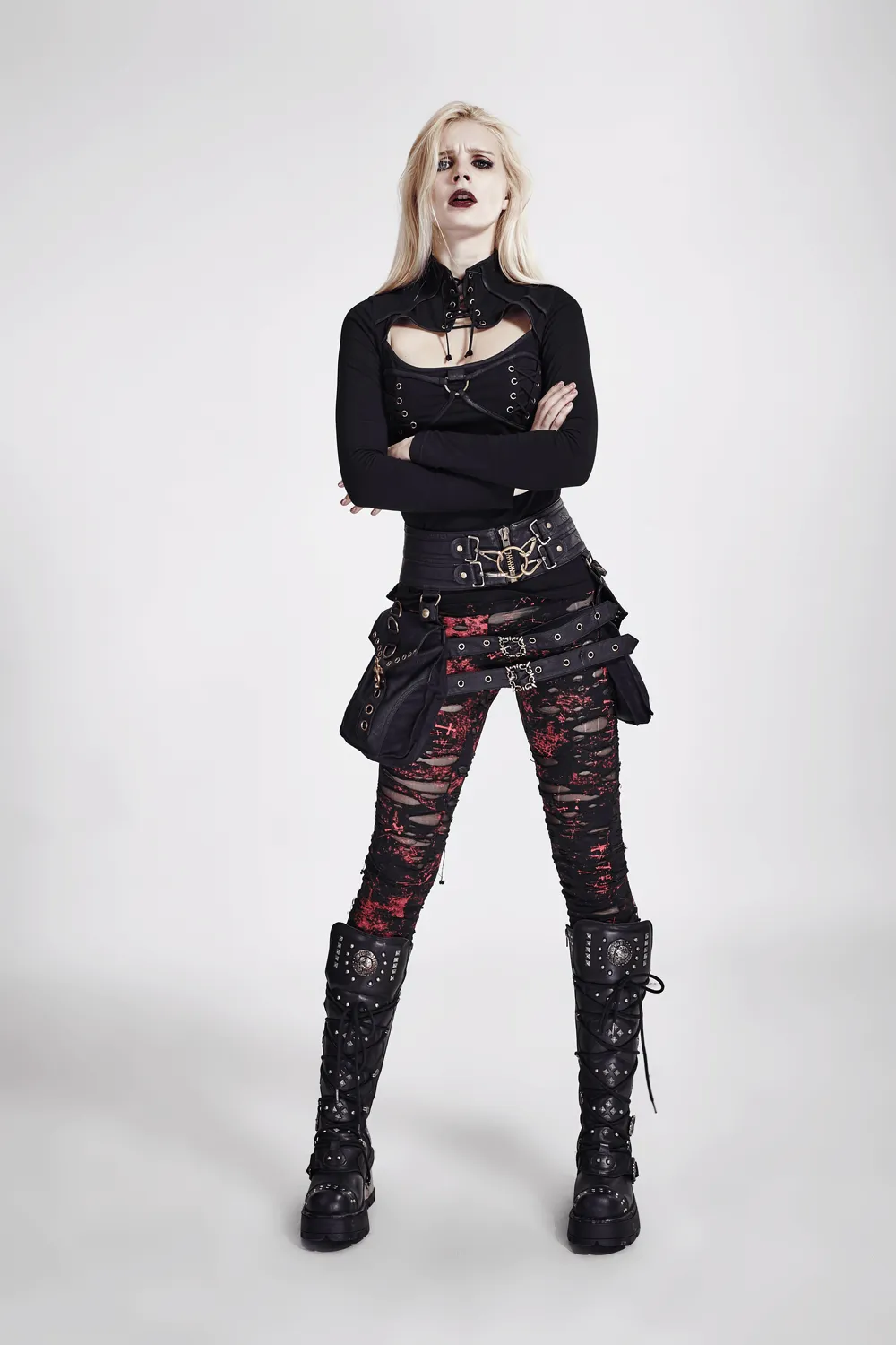 Edgy Women's Shredded Distressed Punk Rock Leggings