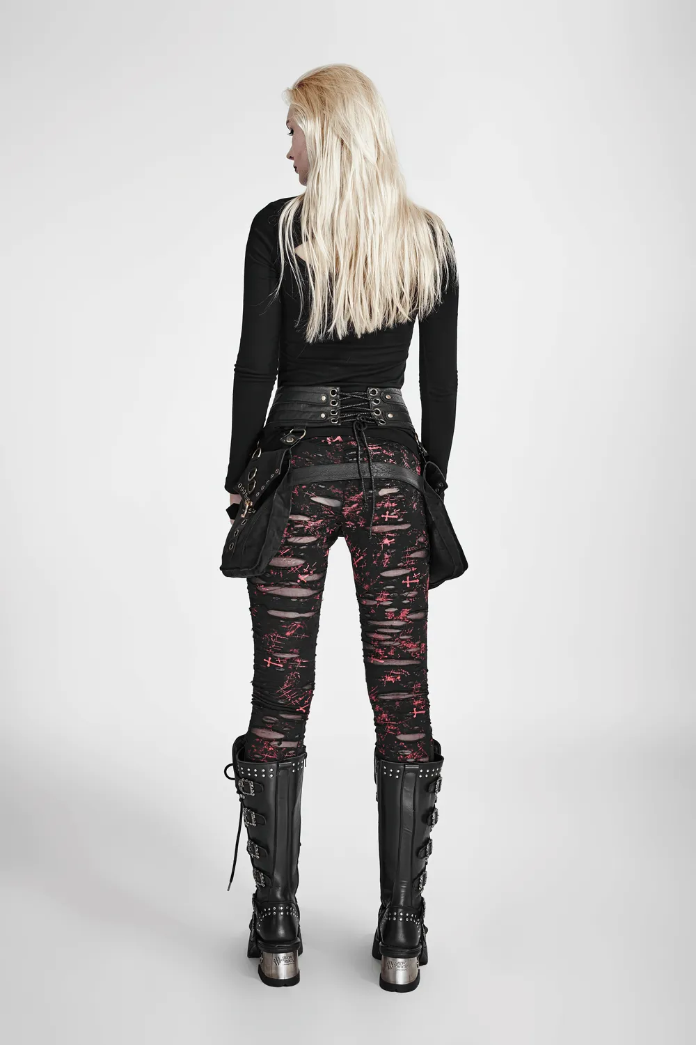 Edgy Women's Shredded Distressed Punk Rock Leggings