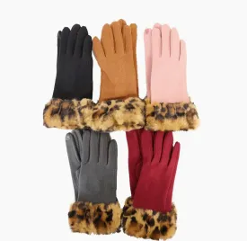 Extra Soft Faux Fur Leopard Gloves