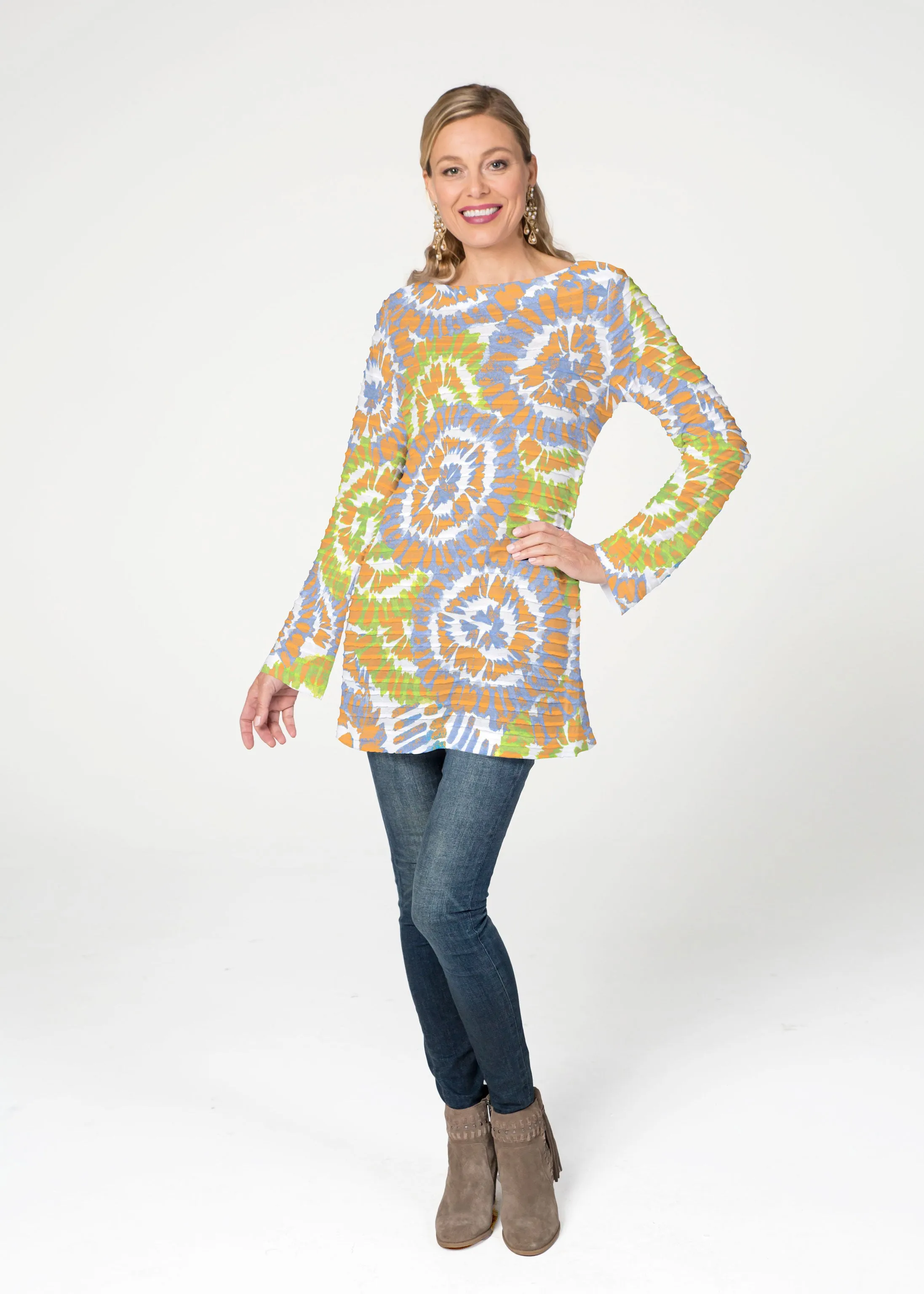 Funky town (17277) ~ Banded Boatneck Tunic