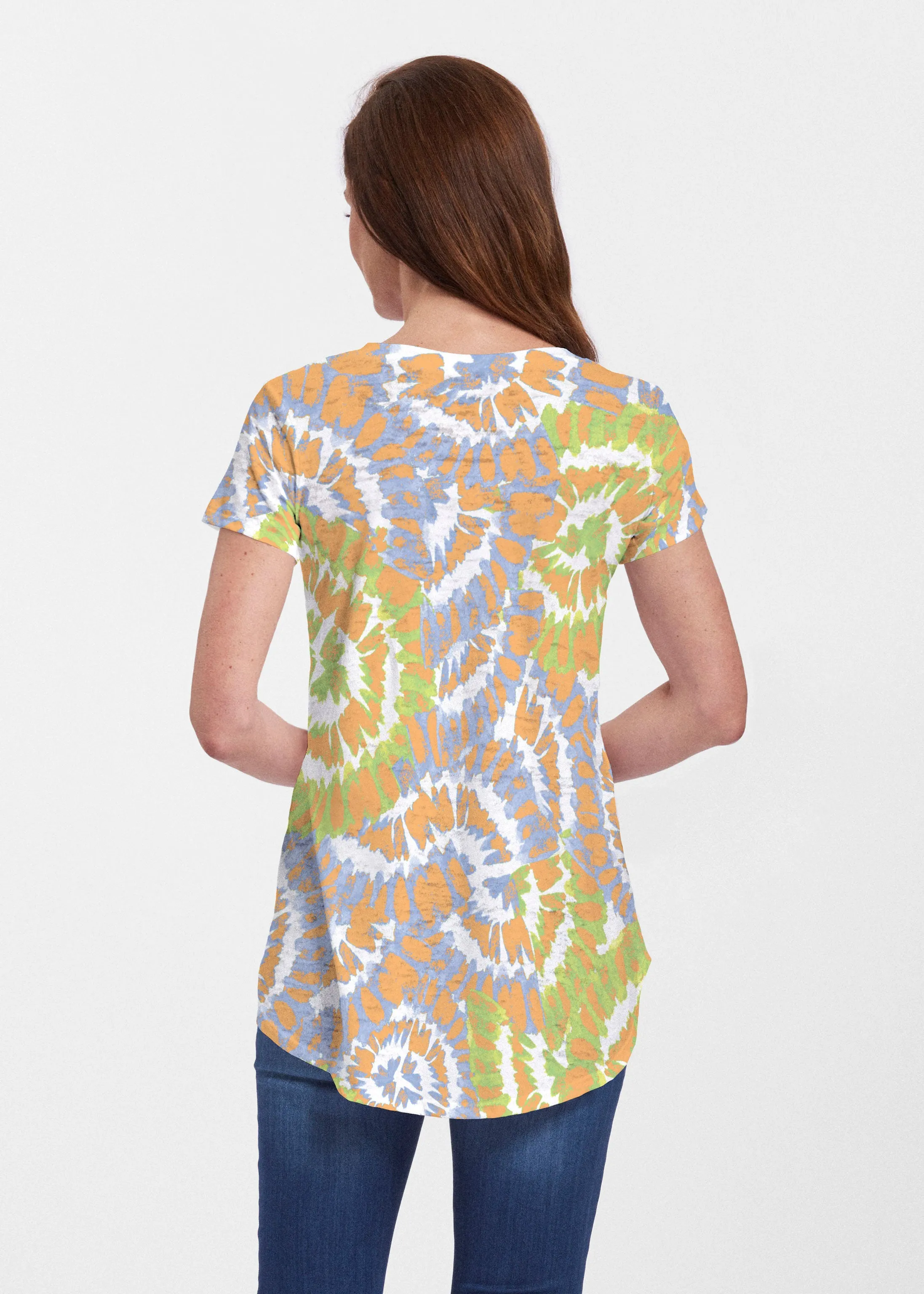 Funky Town (17277) ~ Short Sleeve Scoop Neck Flowy Tunic