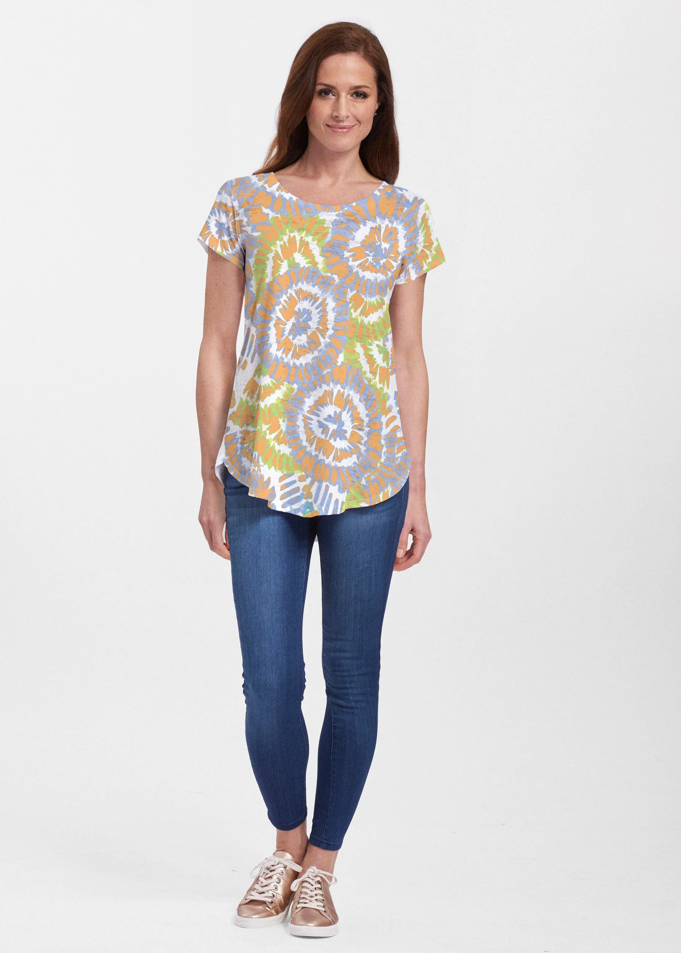 Funky Town (17277) ~ Short Sleeve Scoop Neck Flowy Tunic