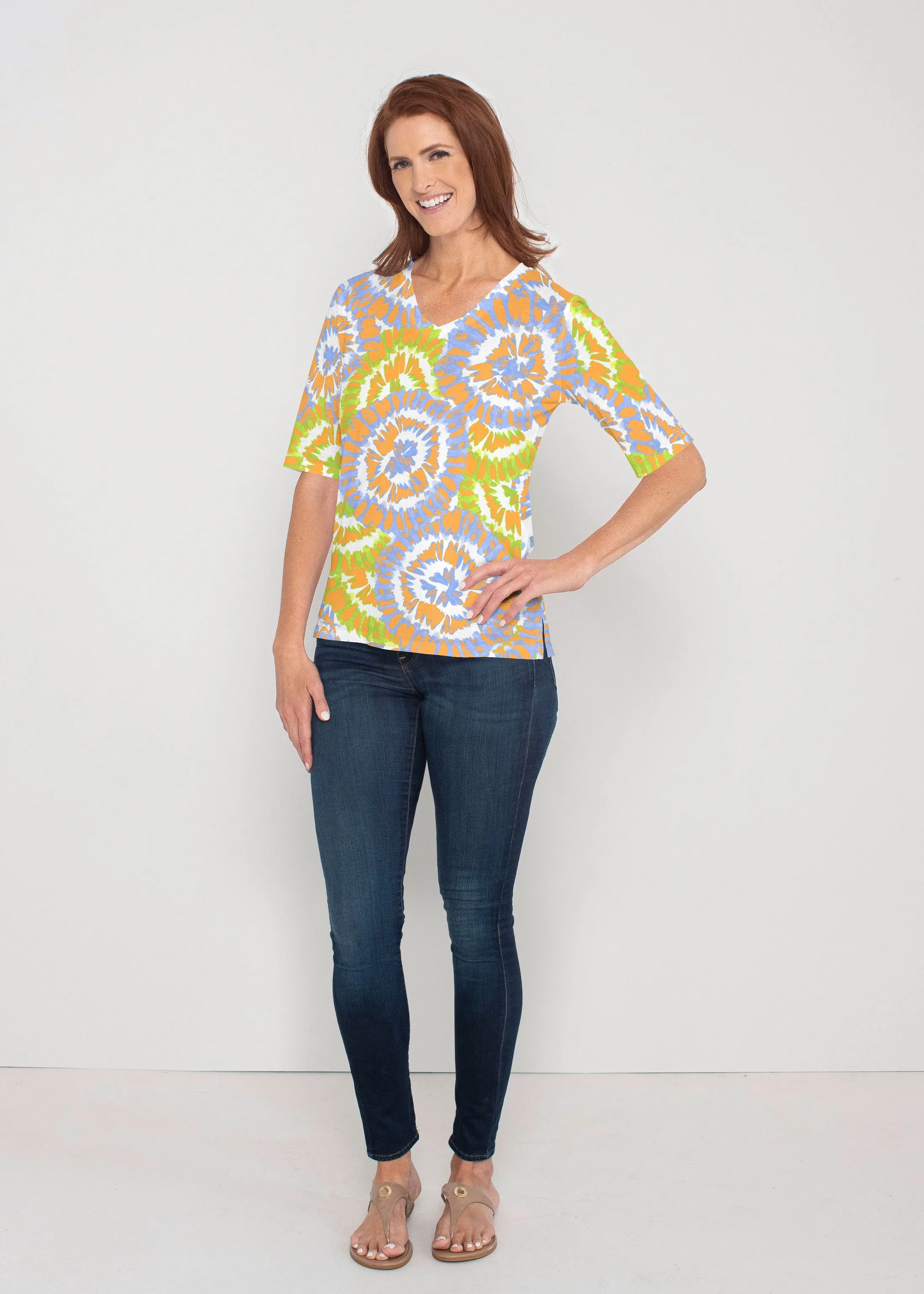 Funky Town (17277) ~ Signature Elbow Sleeve V-Neck Top