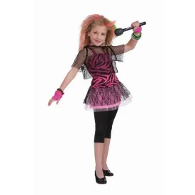 Girls 1980s Punk Rock Star Costume - Small