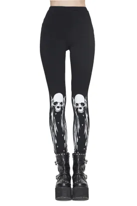 Gothic Punk Black Skull Leggings for Women / Female Clothing in Alternative Style