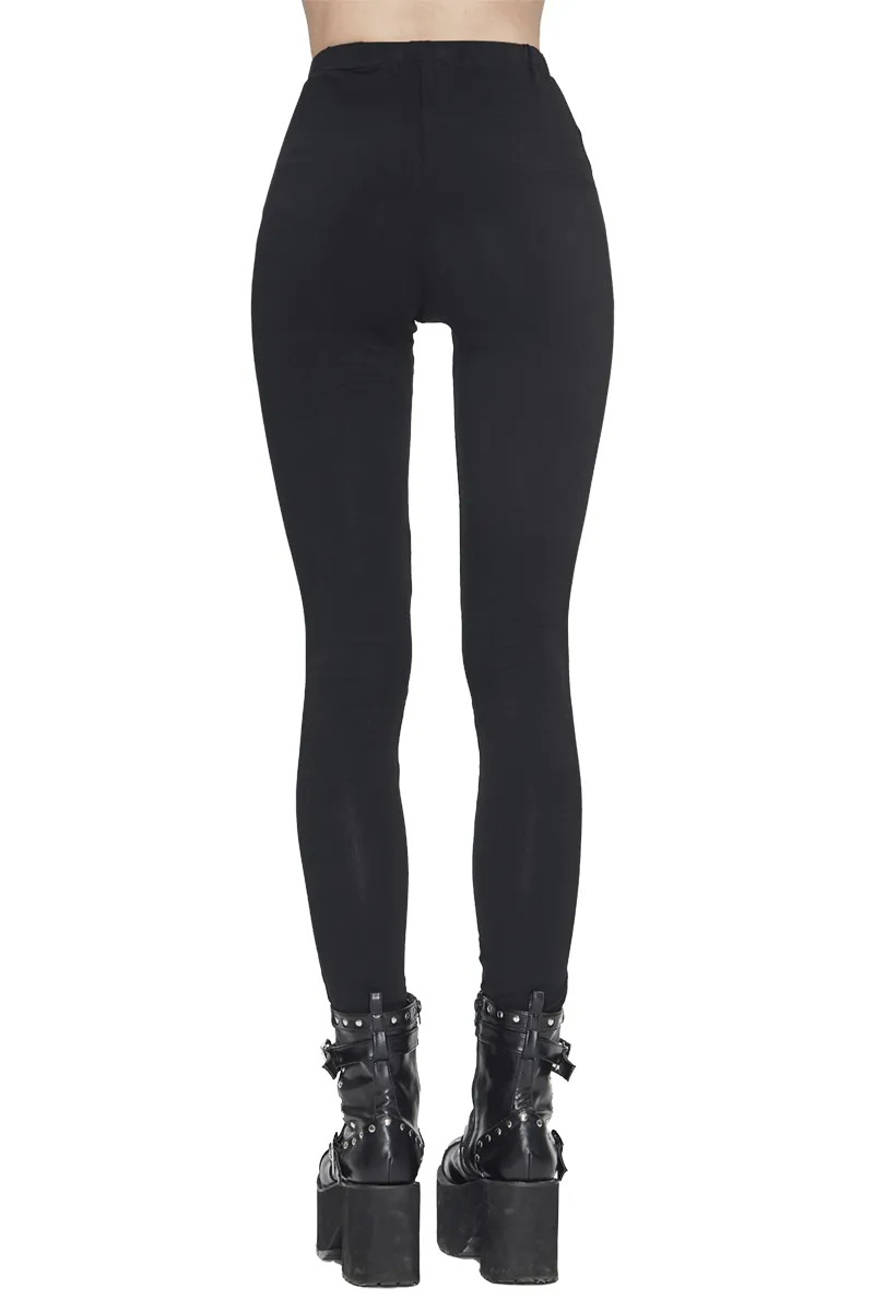 Gothic Punk Black Skull Leggings for Women / Female Clothing in Alternative Style